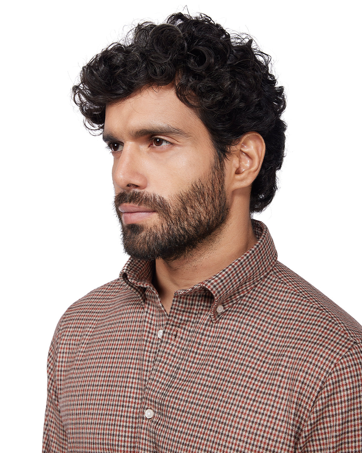Japanese Blended Wool Stretch Flannel Shirt - Brown & Brick