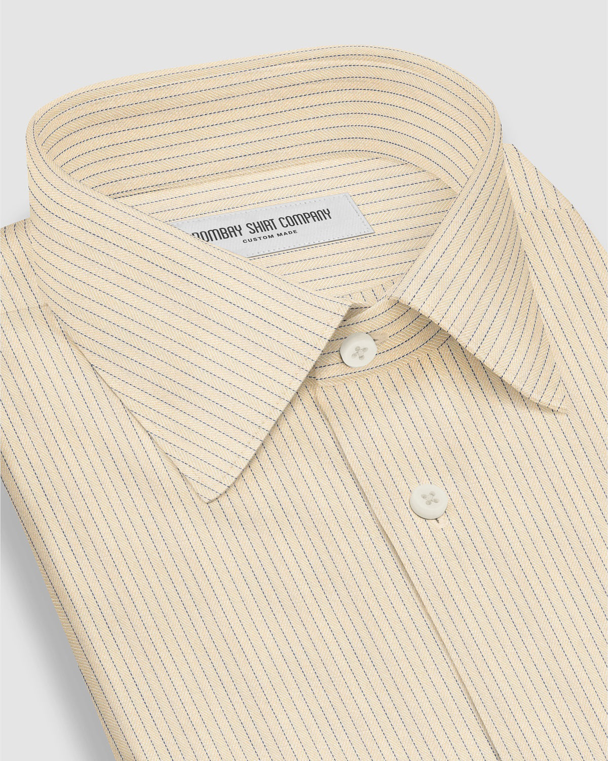 Marlowe Herringbone Striped Shirt - Yellow & Dark Blue