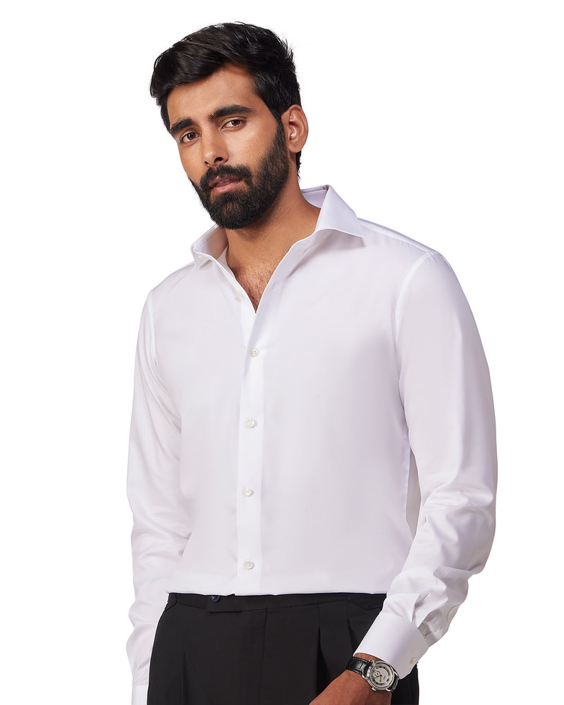 Luthai Cotton Lyocell Twill Shirt - White