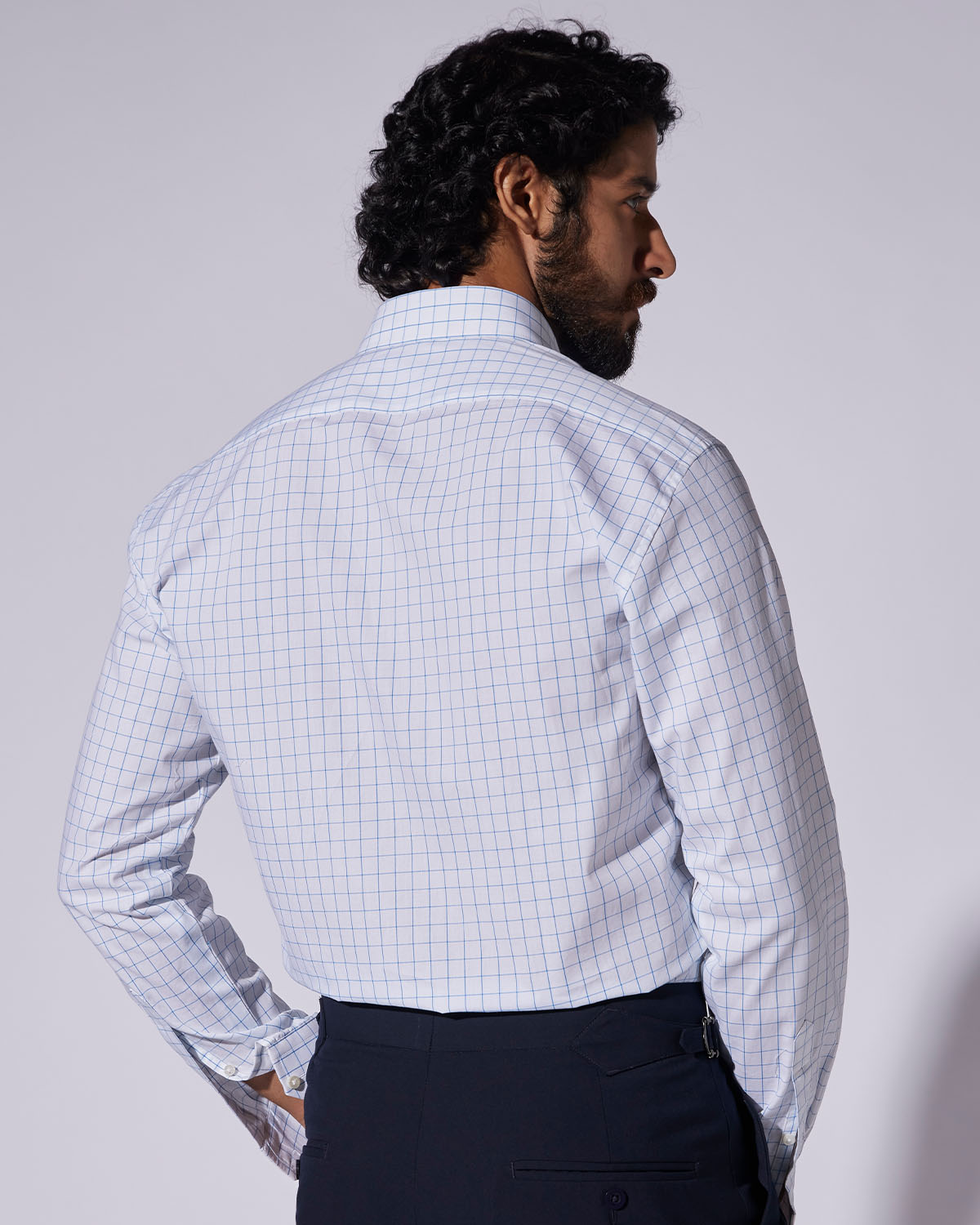 Cotton Checked Shirt - Blue & White