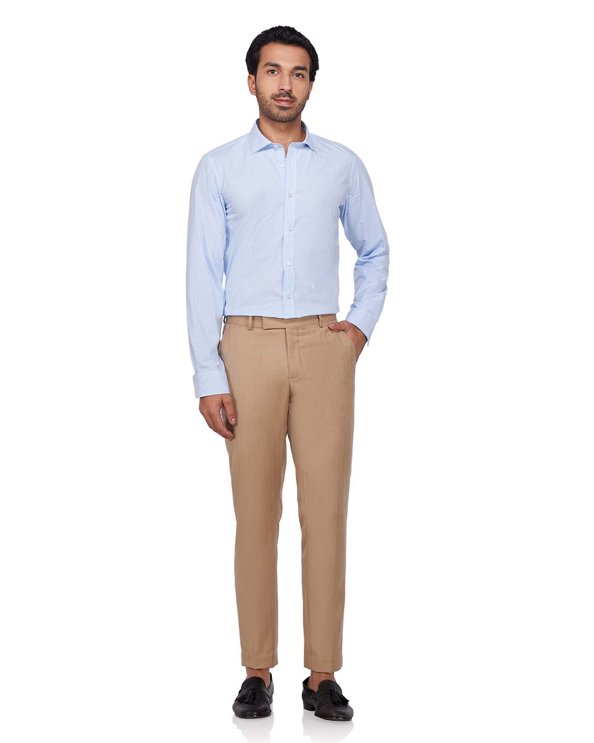 Gingham Checked Shirt - Light Blue & White