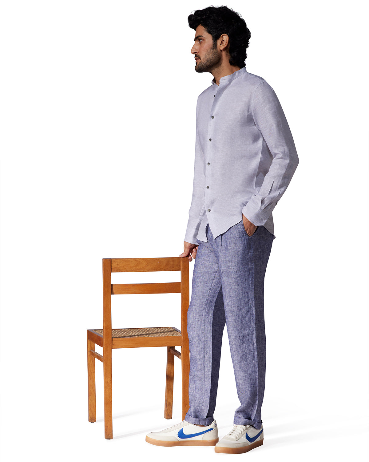 100% Linen Shirt - Light Grey