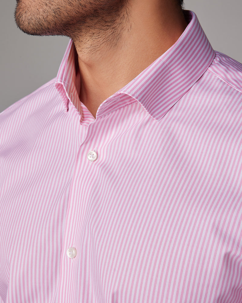 Pink Poplin Striped Shirt