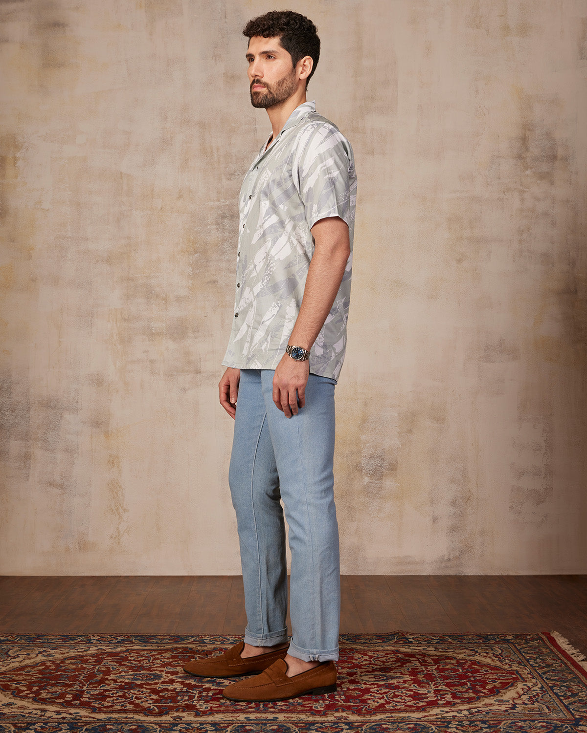 Brushstroke Printed Shirt - Green
