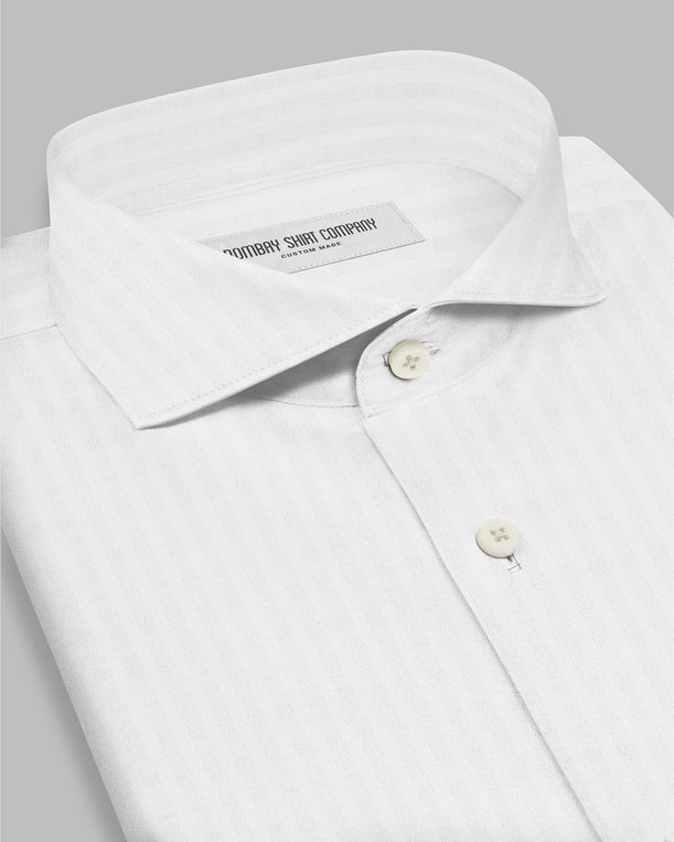 Crux Herringbone Shirt - White