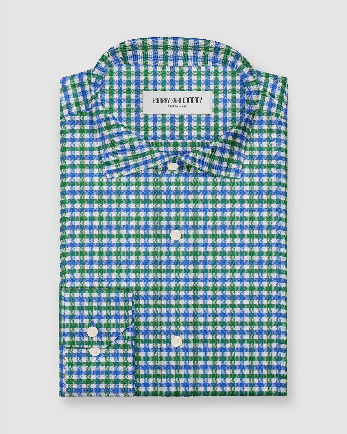 Montrose Herringbone Checked Shirt - Green & Blue
