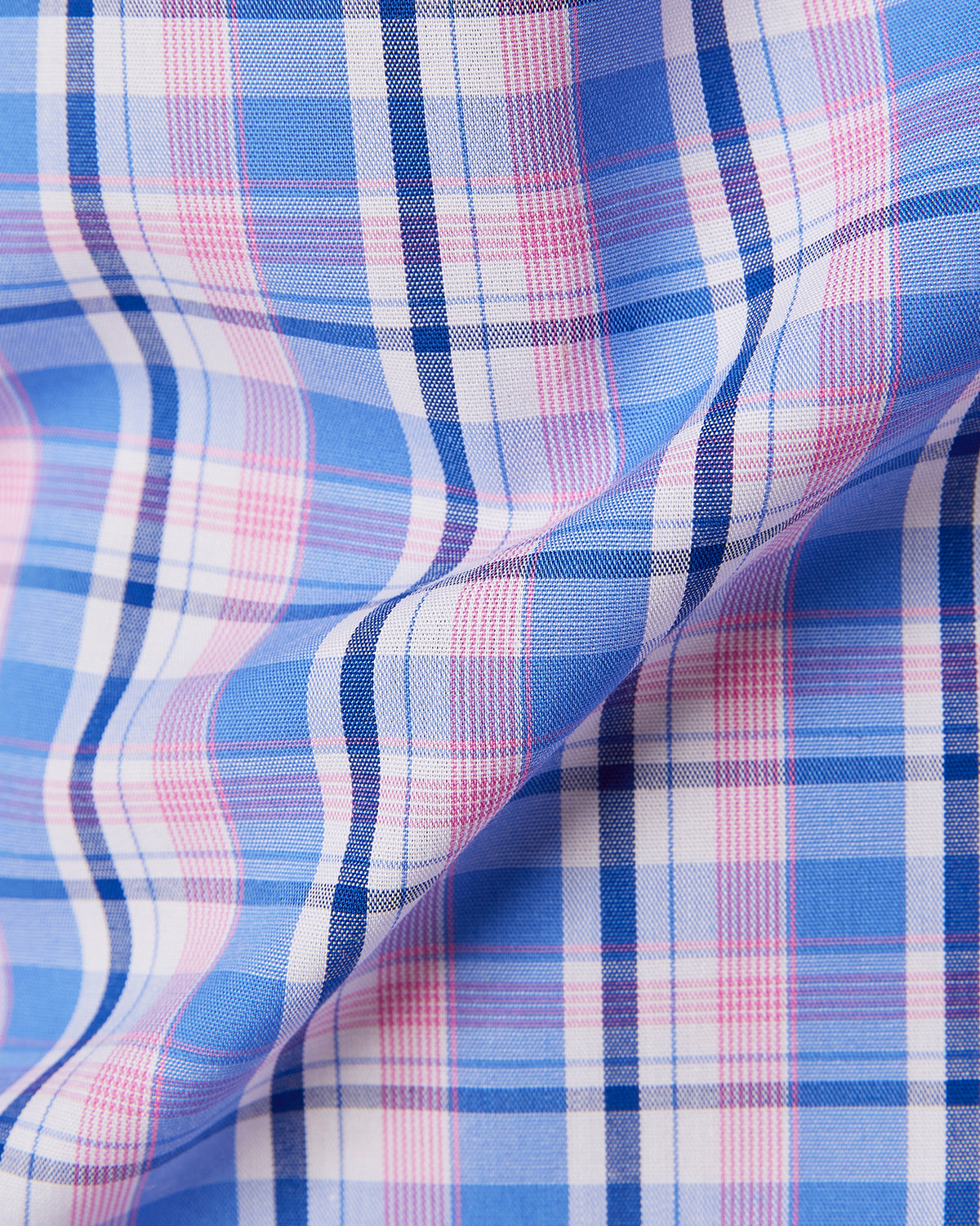 Easy-Care Cotton Checked Shirt - Navy & Pink