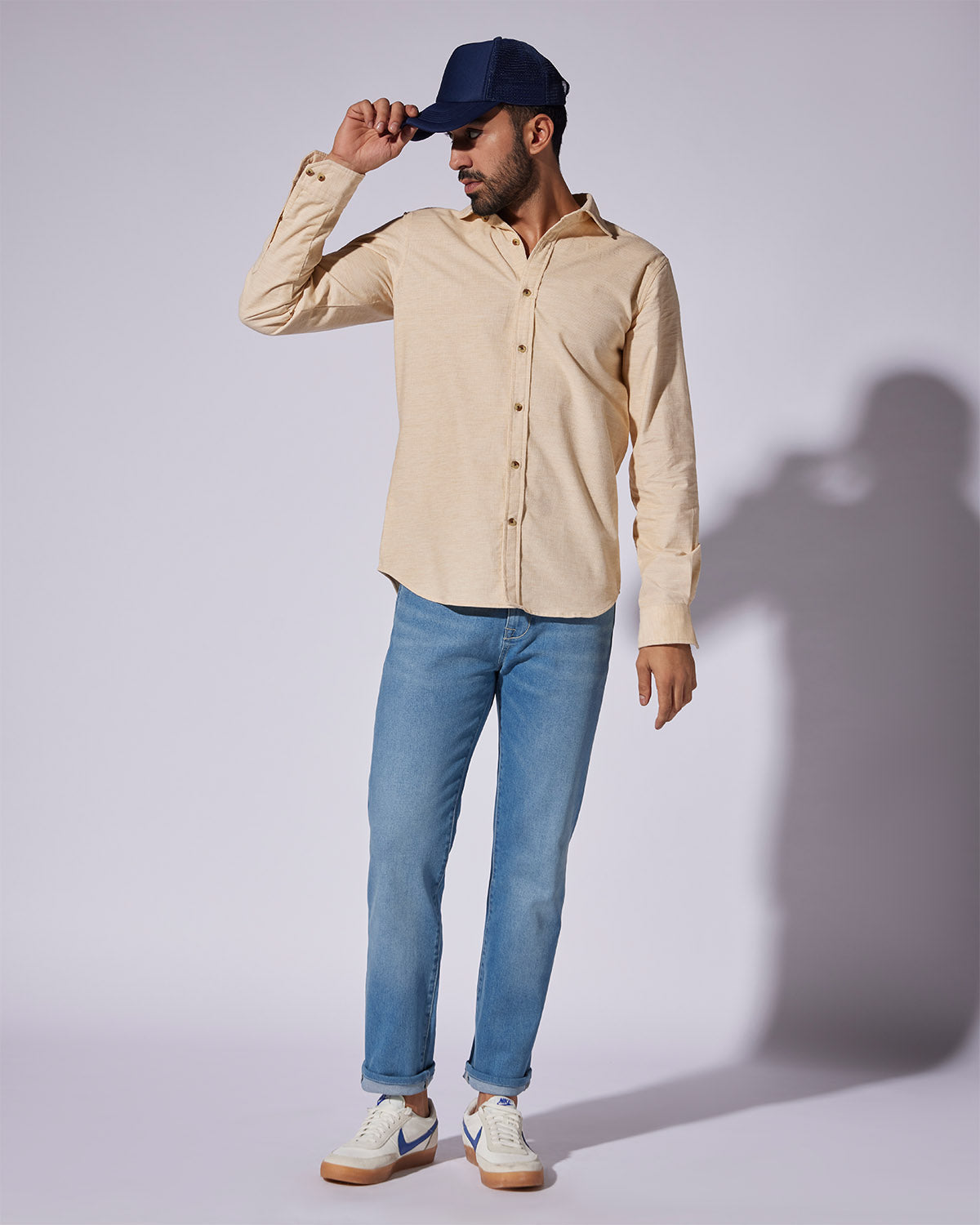 Cotton Corduroy Shirt - Beige Melange