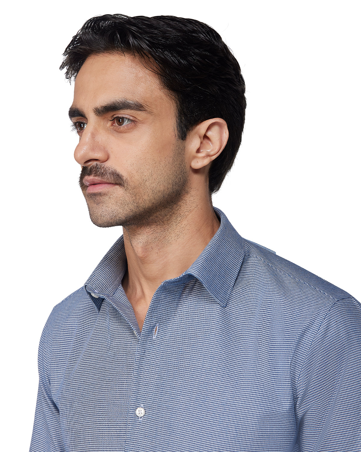 Brushed Houndstooth Shirt - Blue
