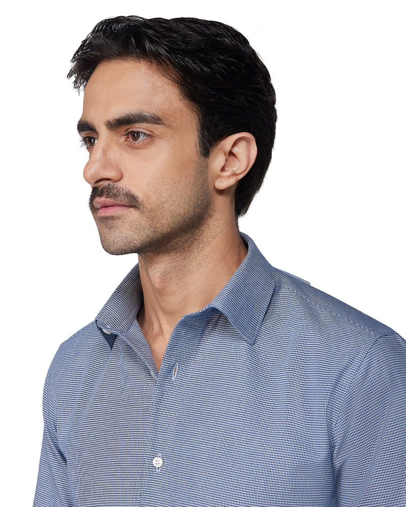 Brushed Houndstooth Shirt - Blue