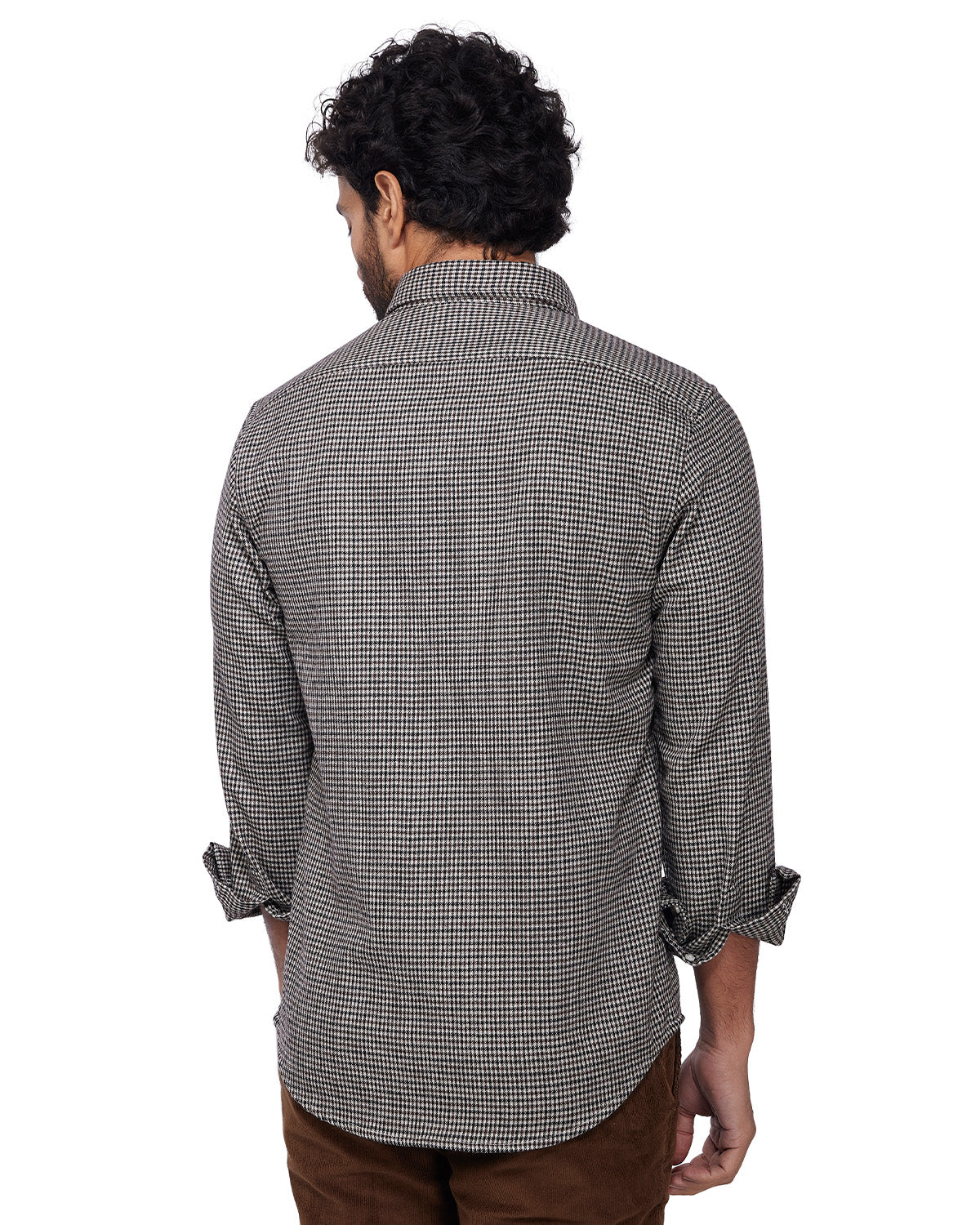 Japanese Blended Wool Stretch Flannel Shirt - Brown & Navy