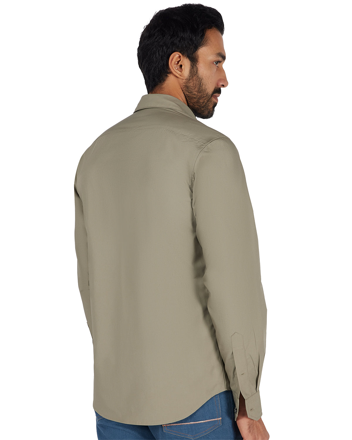 Cotton Poplin Shirt -  Olive