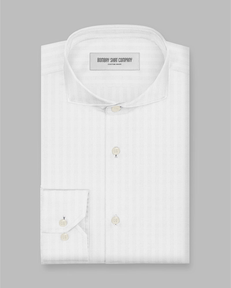 Crux Herringbone Shirt - White