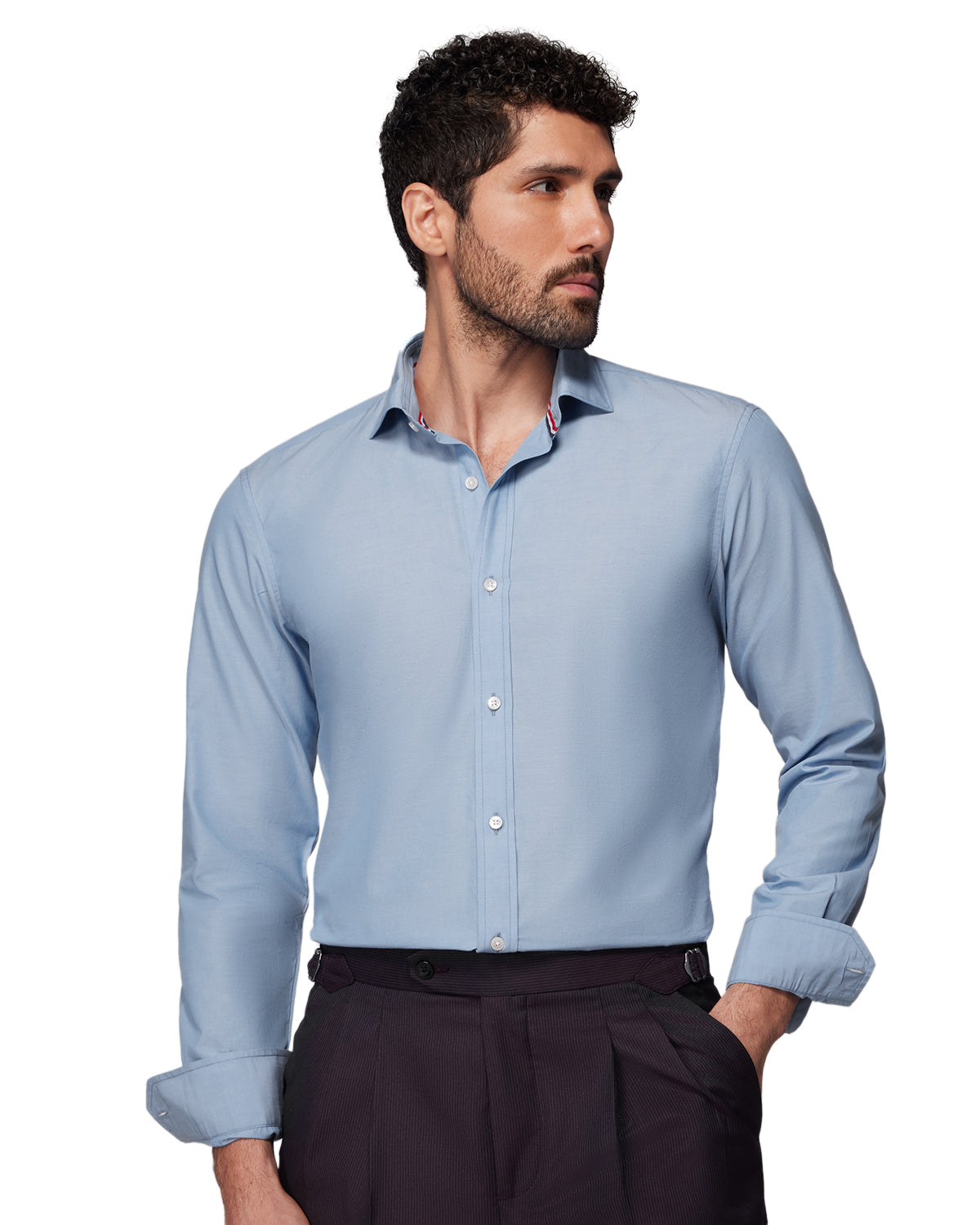 Stretch Poplin Shirt - Blue