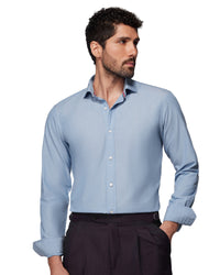 Stretch Poplin Shirt - Blue