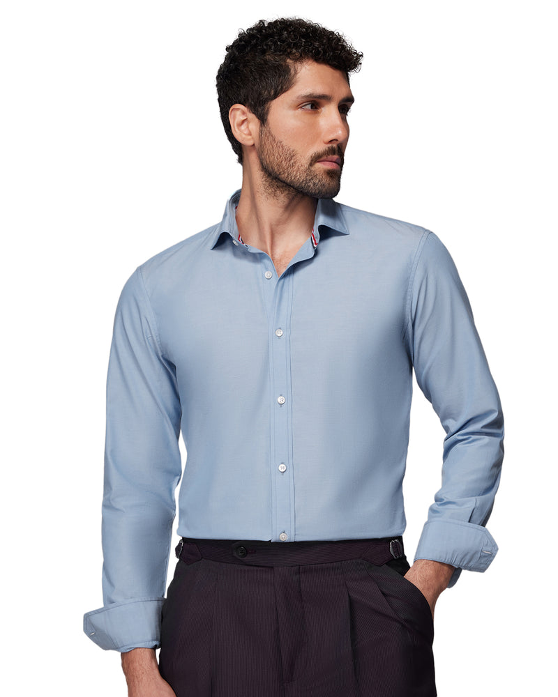 Stretch Poplin Shirt - Blue