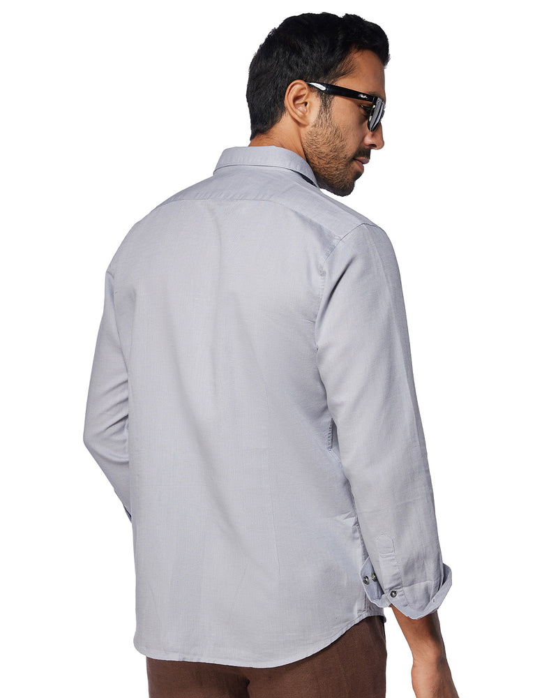 Bluish Grey Cotton Linen Shirt
