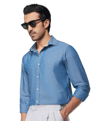 Cotton Chambray Shirt - Light Blue