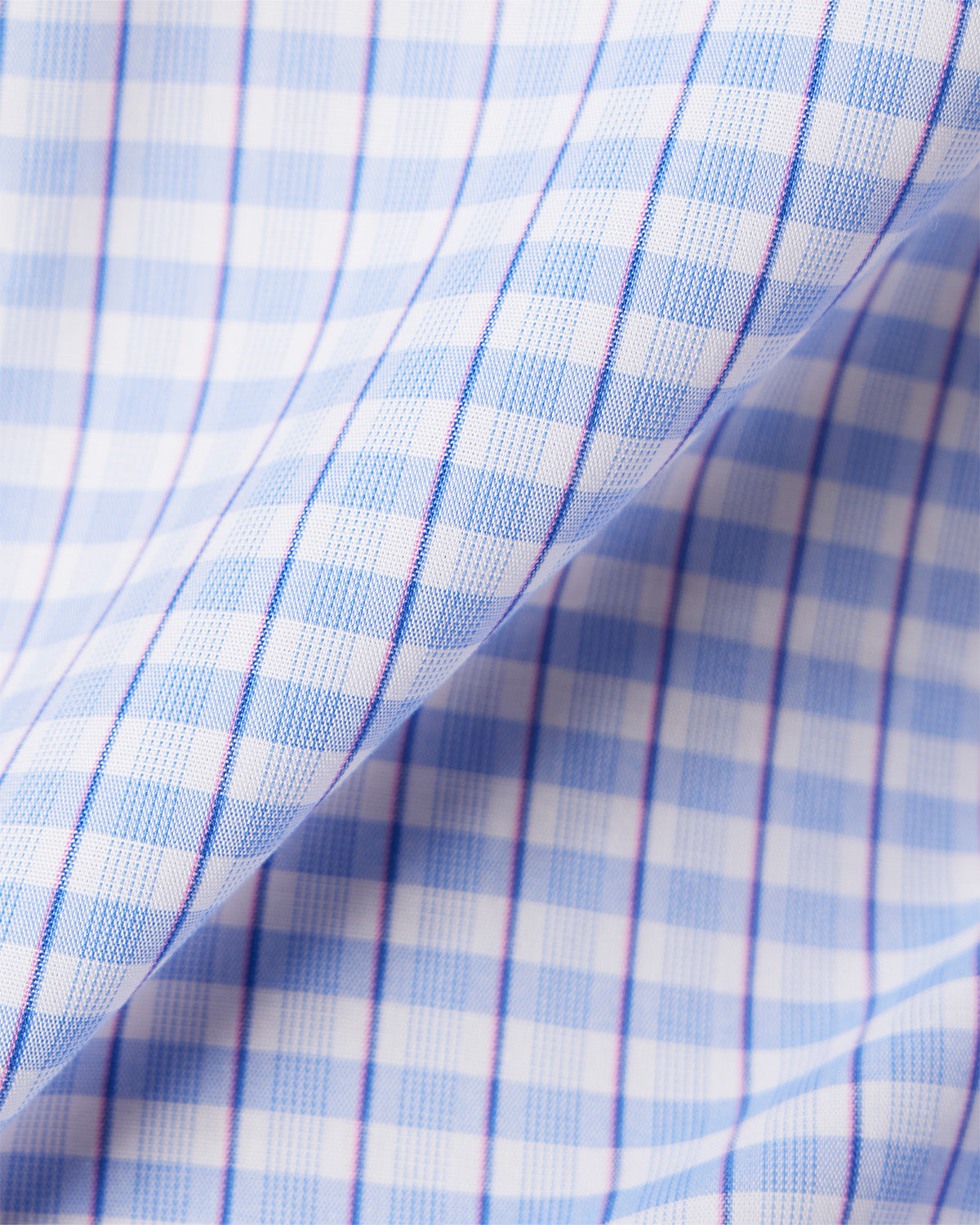 Easy-Care Cotton Checked Shirt - Blue & White