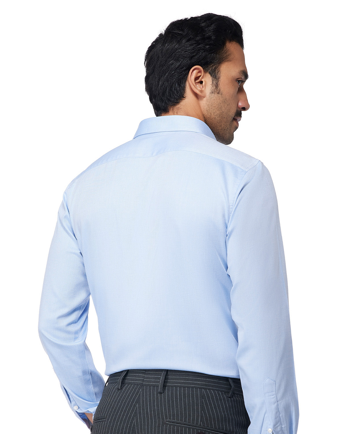 Stretch Cotton Dobby Shirt - Blue