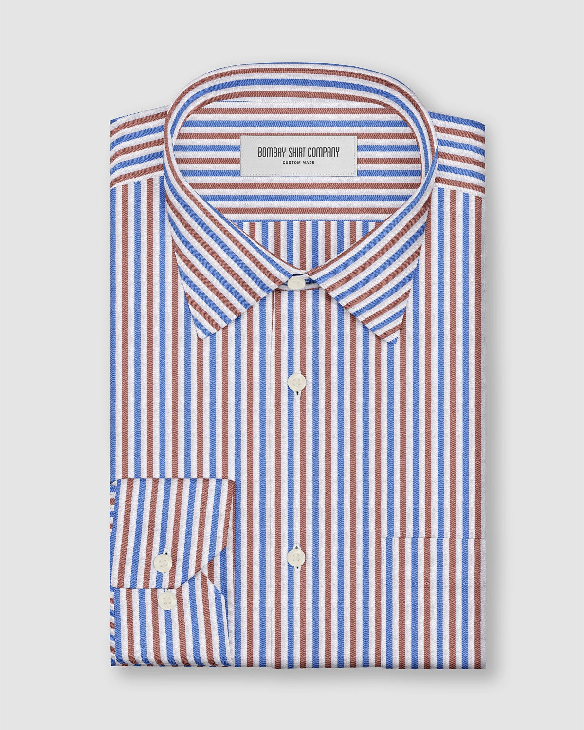 Montrose Herringbone Striped Shirt - Blue & Brown