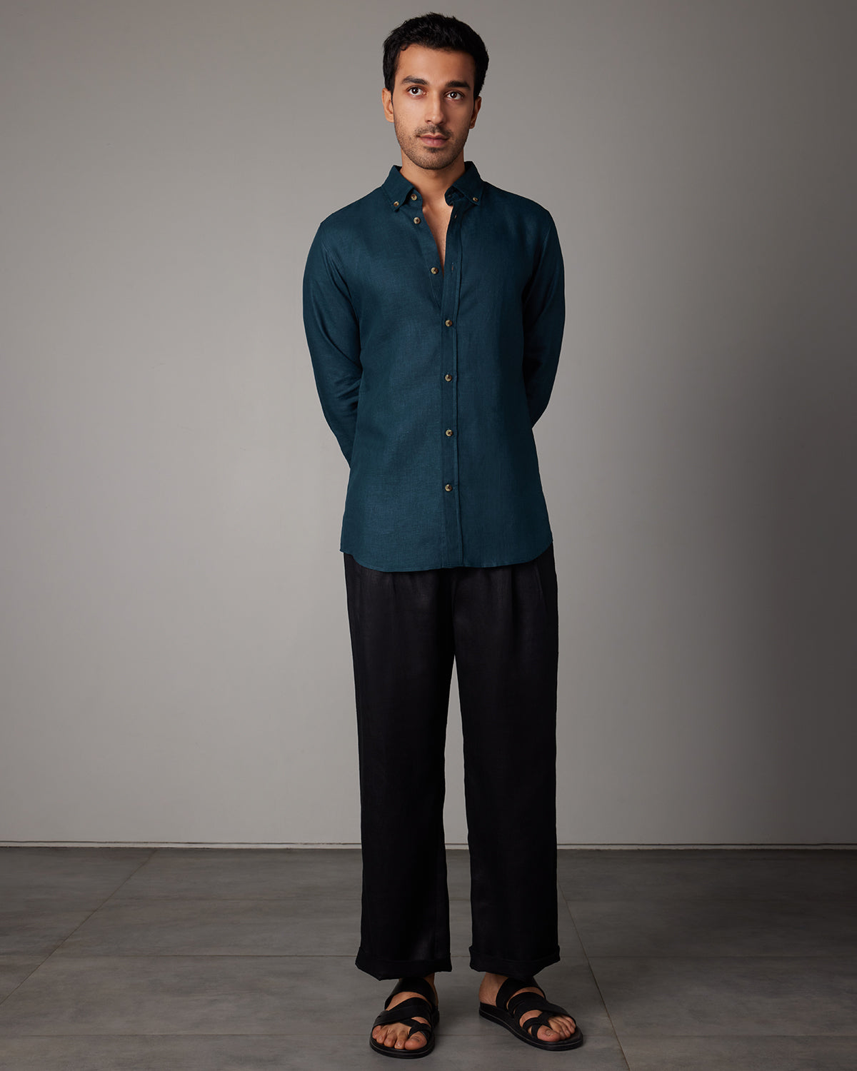 Soft Washed Linen Shirt - Bottle Green