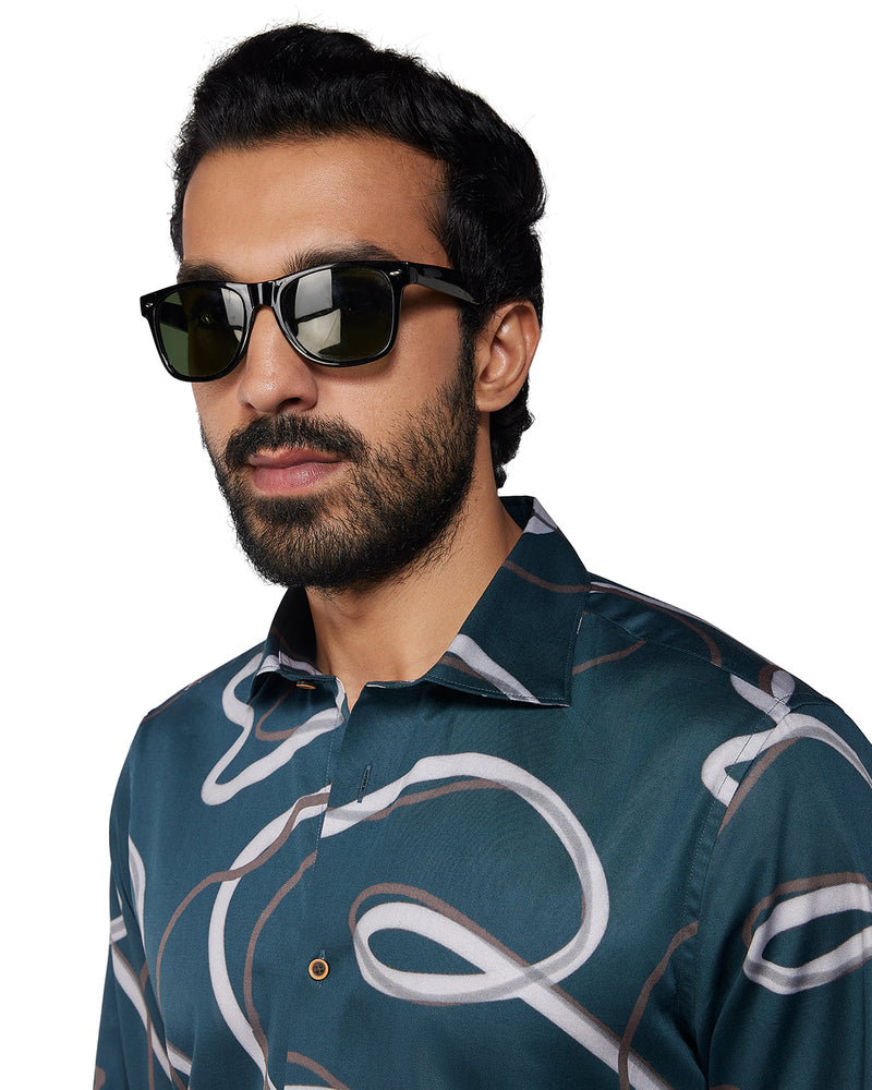 Line Printed Shirt - Green