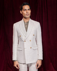 Serenade 100% Linen Double Breasted Blazer - Beige