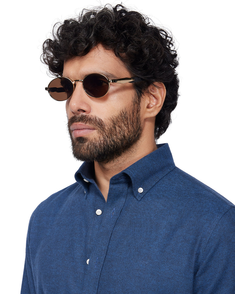 Japanese Brushed Twill Shirt - Dark Blue