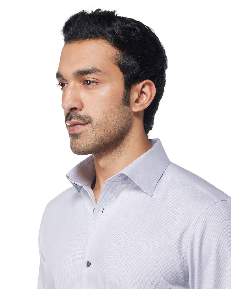 Stretch Cotton Dobby Shirt - Grey