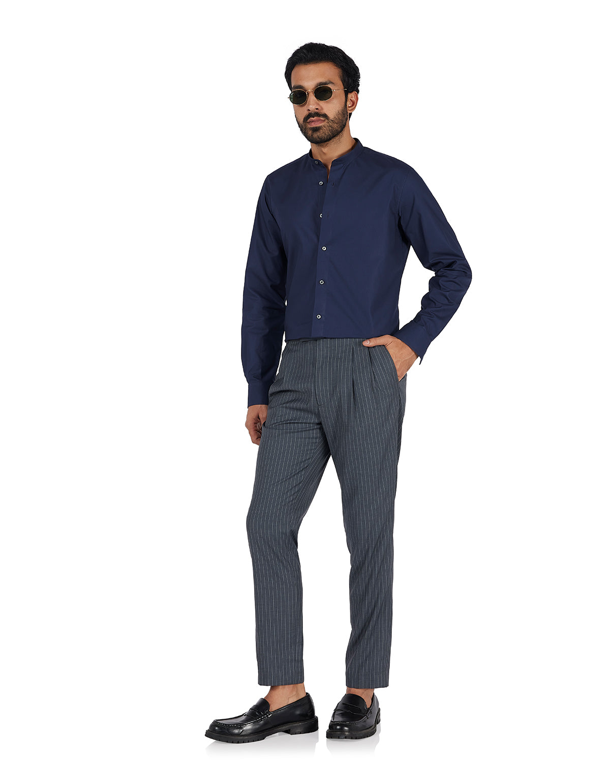 Cotton Dobby Shirt - Navy