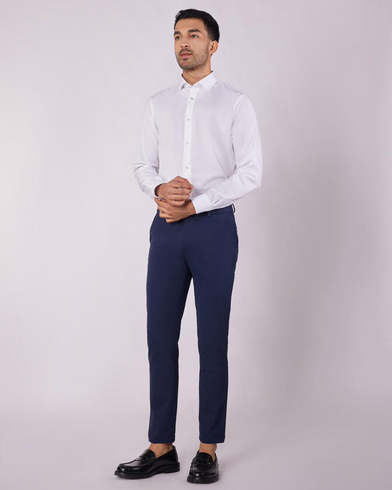 Tailored 4-Way Stretch Nylon Smart Pants - Navy