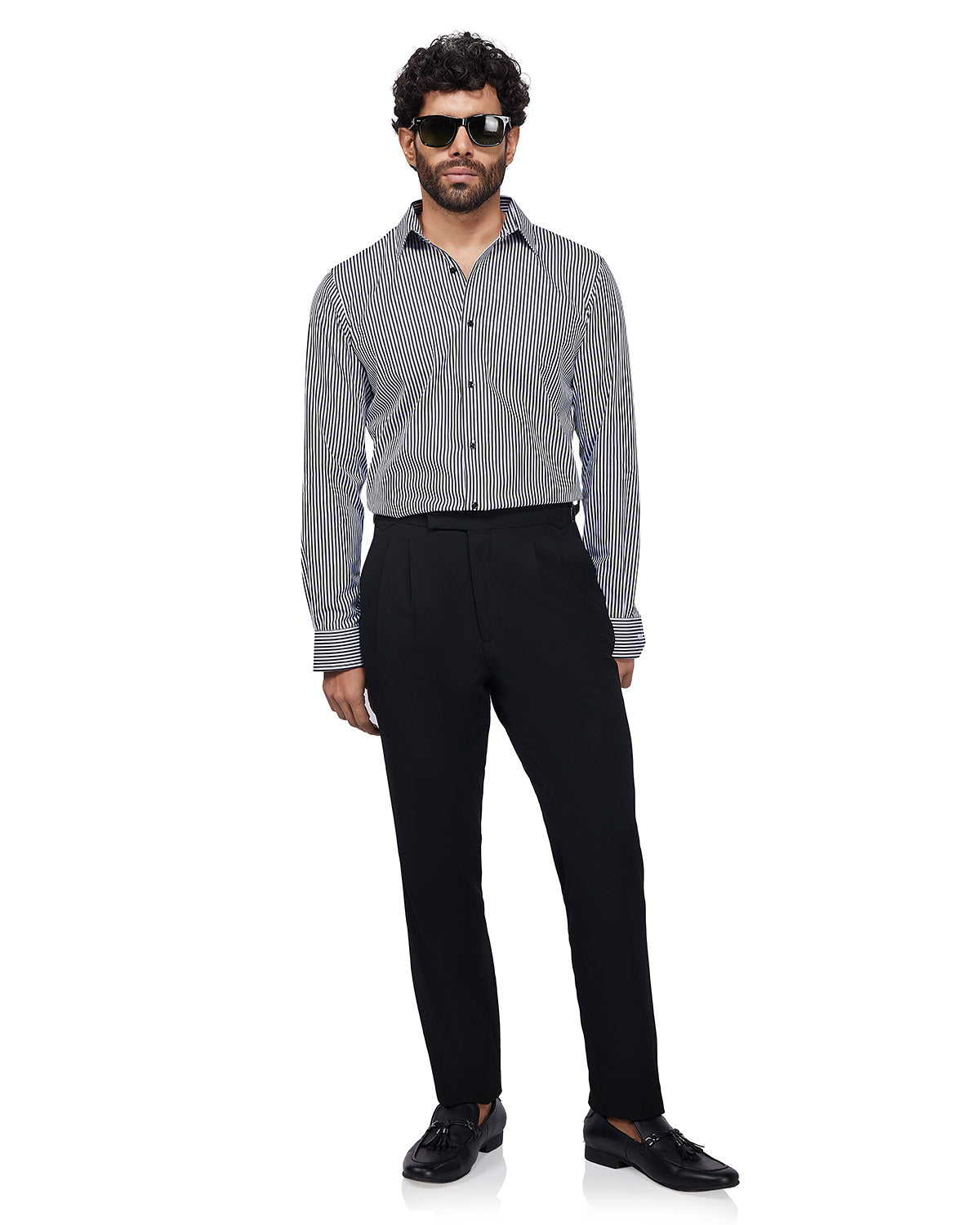 Cotton Striped Shirt - Black & White