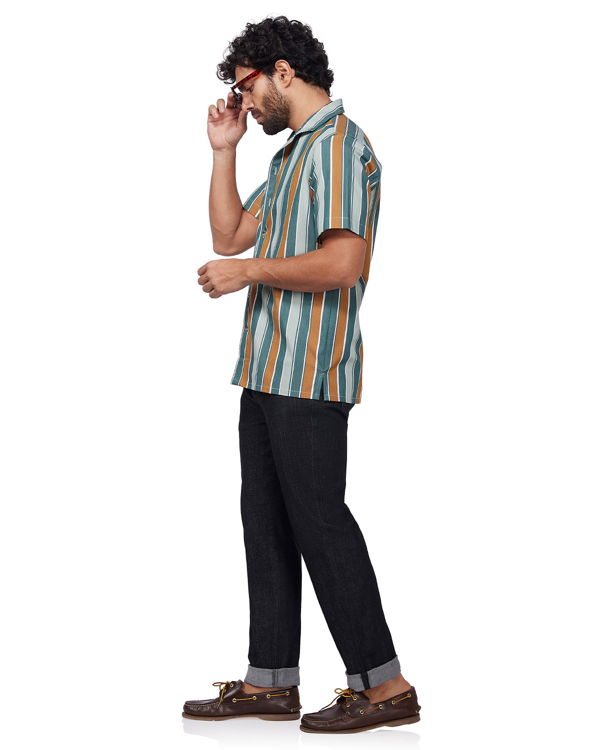 Twill Striped Shirt - Green & Ochre