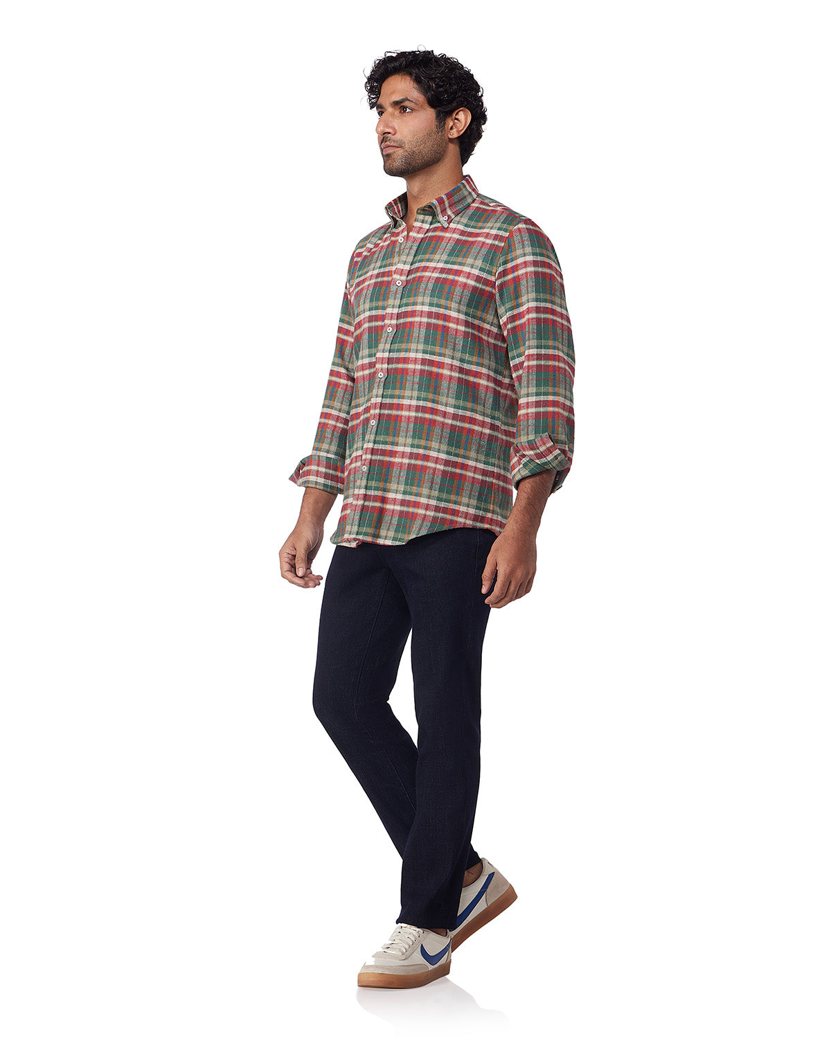 Japanese Flannel Checked Shirt - Green & Red