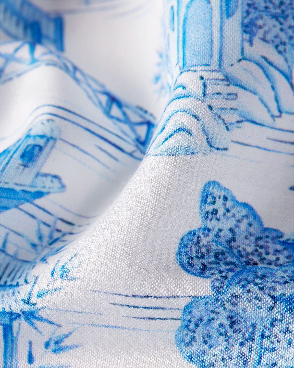 Stillwater Cotton Silk Printed Shirt - Blue & White