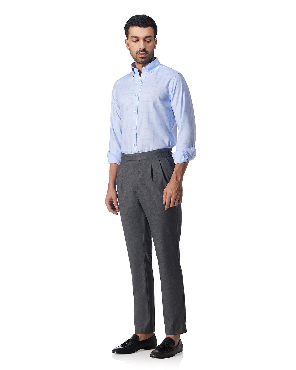 Easy-Care Glen Plaid Checked Shirt - Blue & Pink