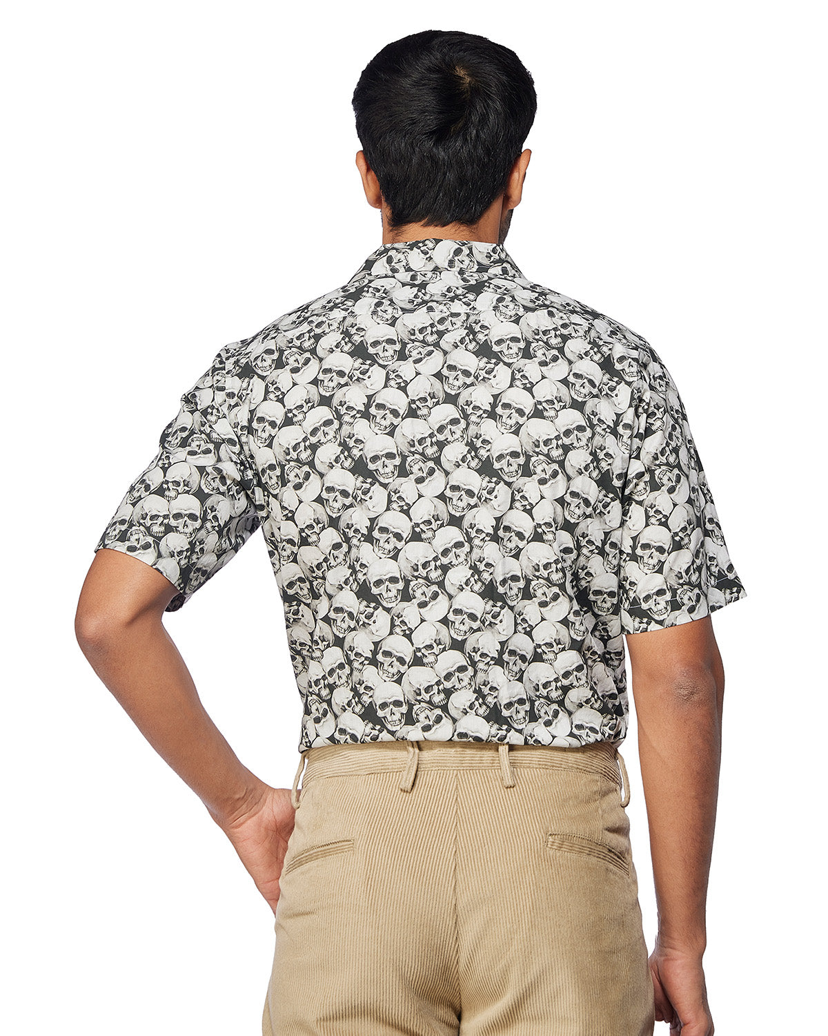 Dominion Skull Printed Shirt - Black & White