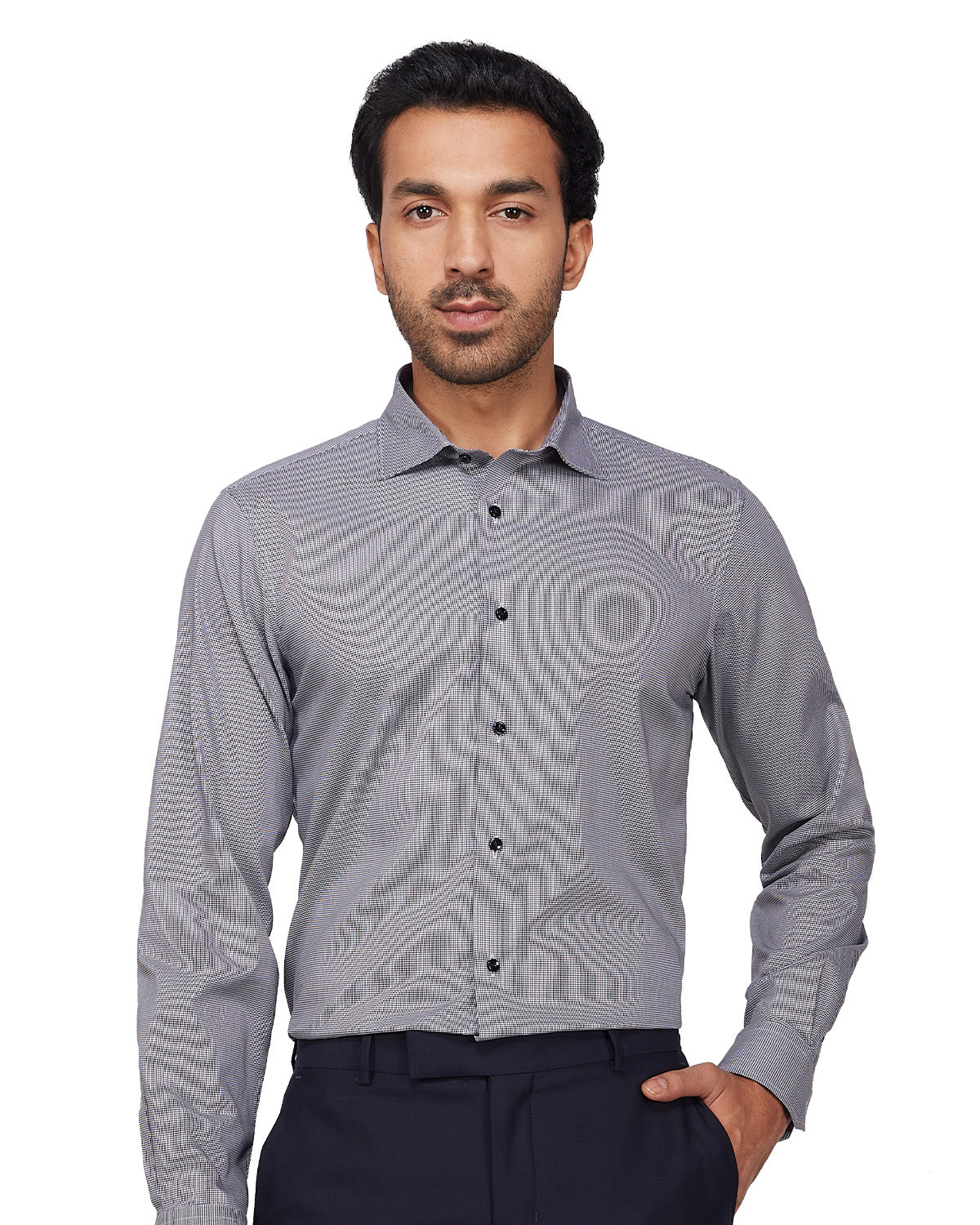 Cotton Houndstooth Shirt - Black & White