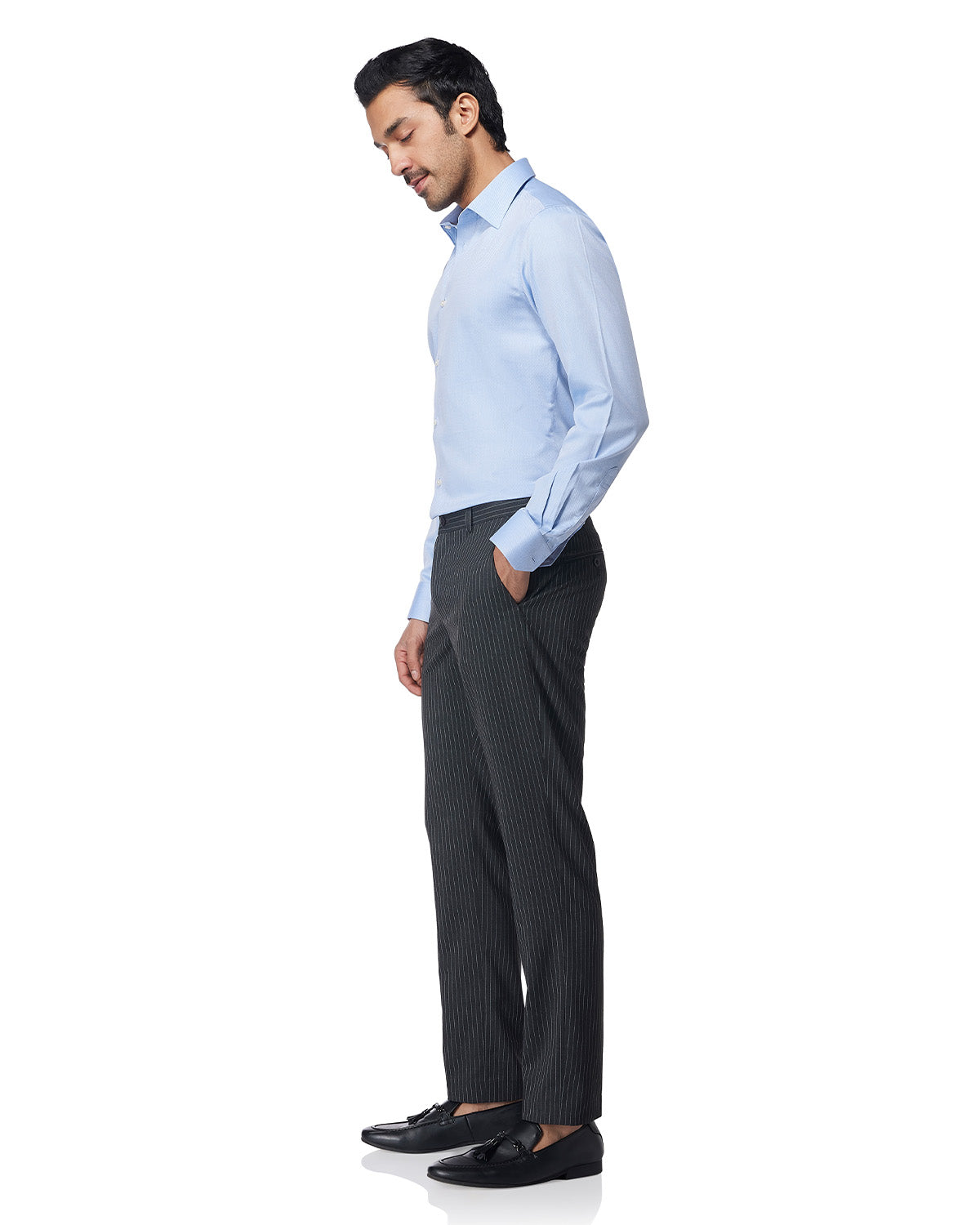 Stretch Cotton Dobby Shirt - Blue