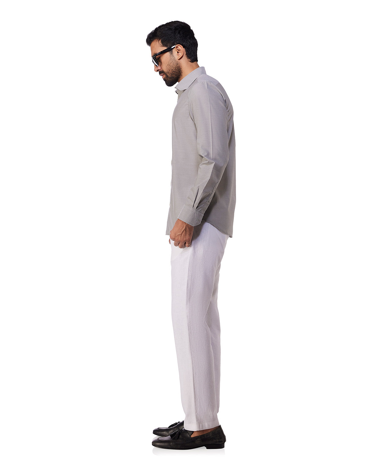 Cotton-Blend Poplin Shirt - Grey