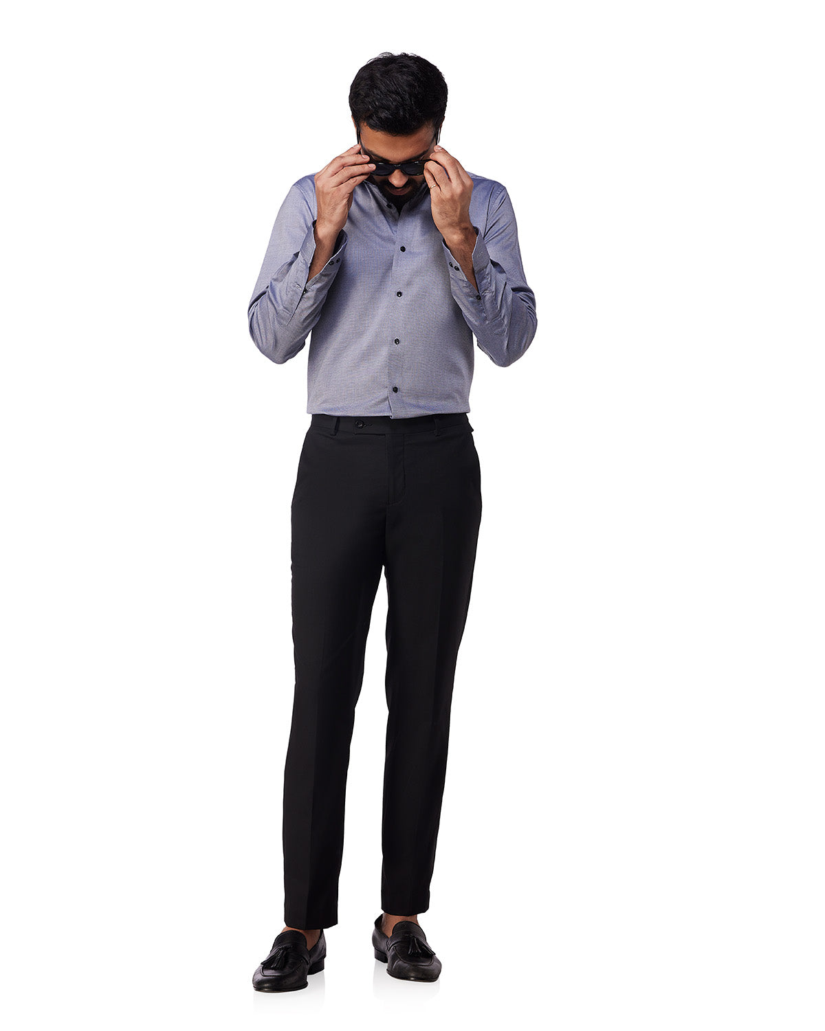 Stretch Dobby Shirt - Navy & White