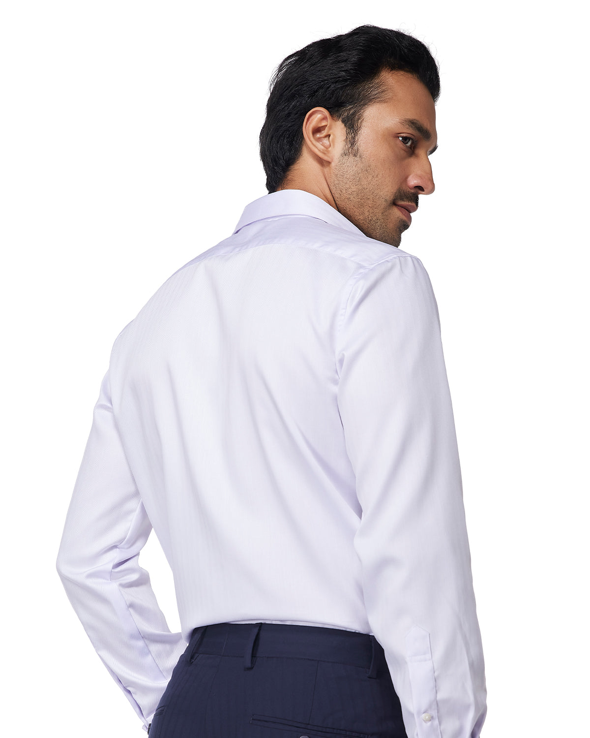 Cotton Herringbone Shirt - Lilac