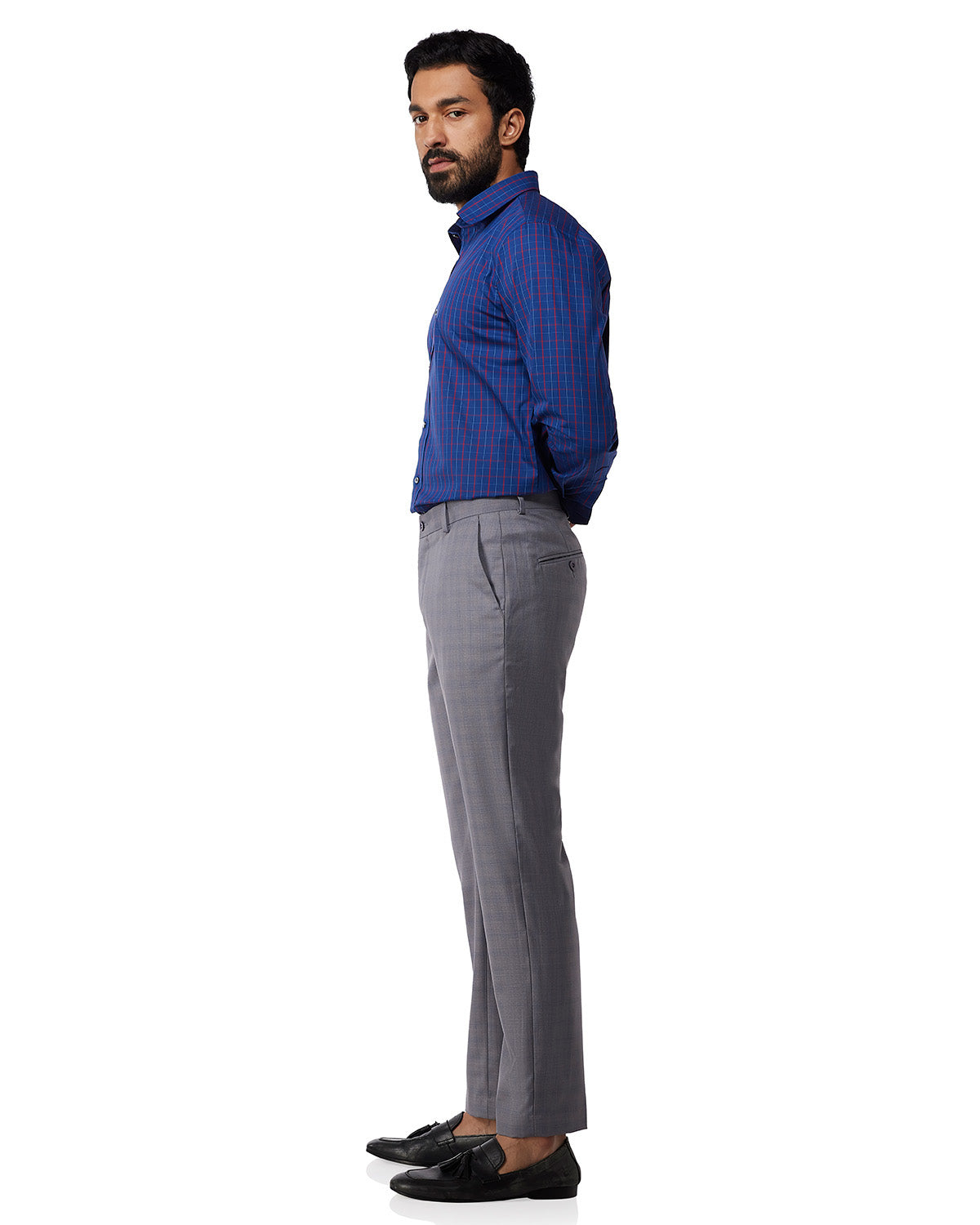 Cotton Checked Shirt - Navy & Red