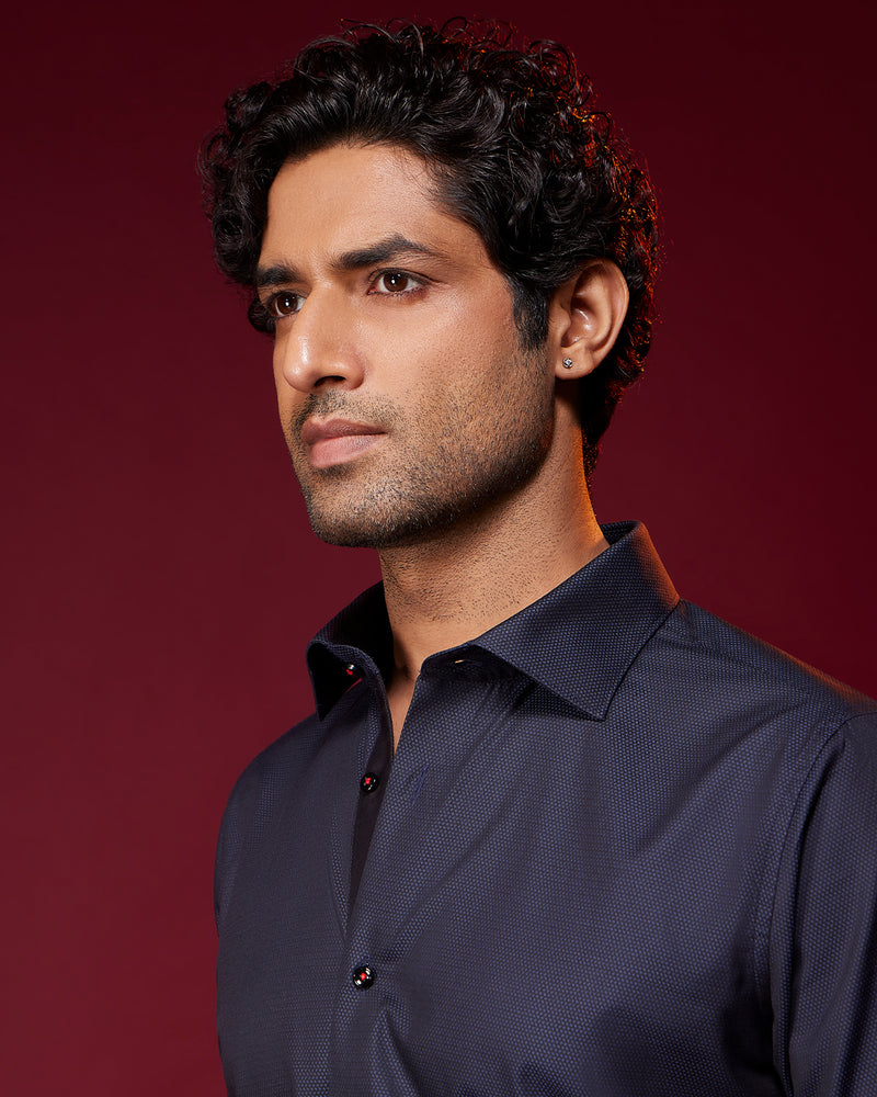 Canopy Diamond Dobby Shirt - Navy Blue