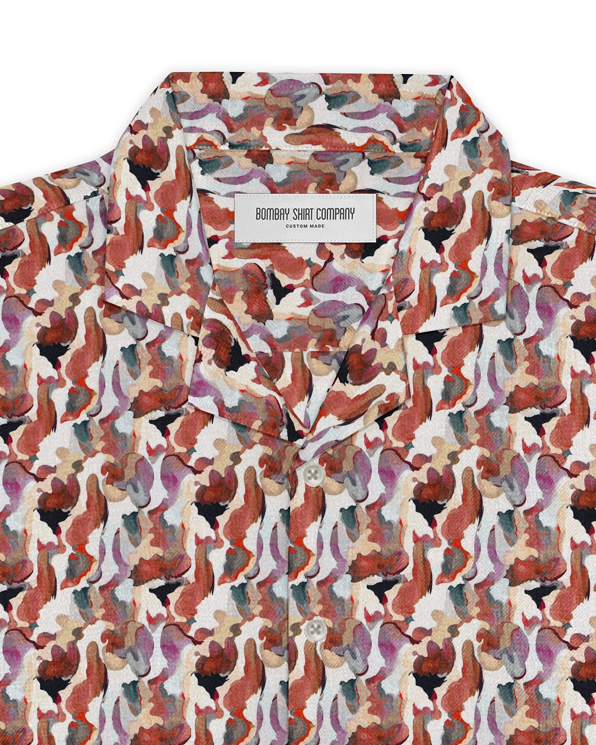 Sirocco Cotton Silk Printed Shirt - Peach & White