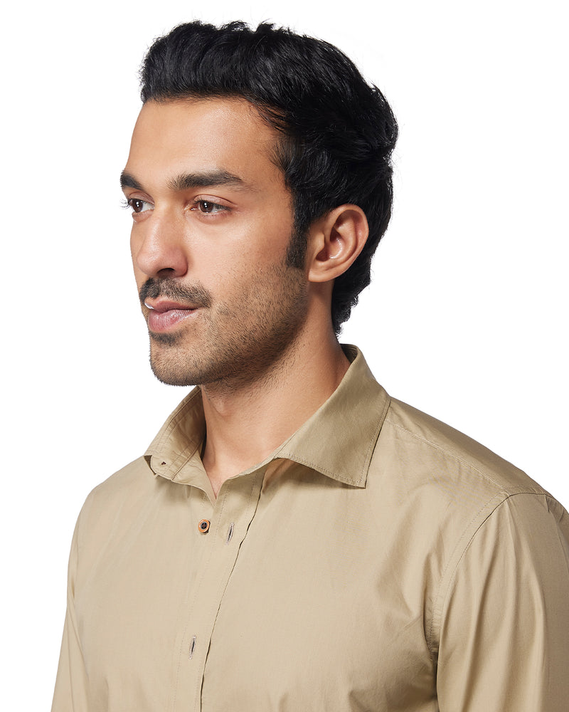 Cotton Poplin Shirt - Khaki