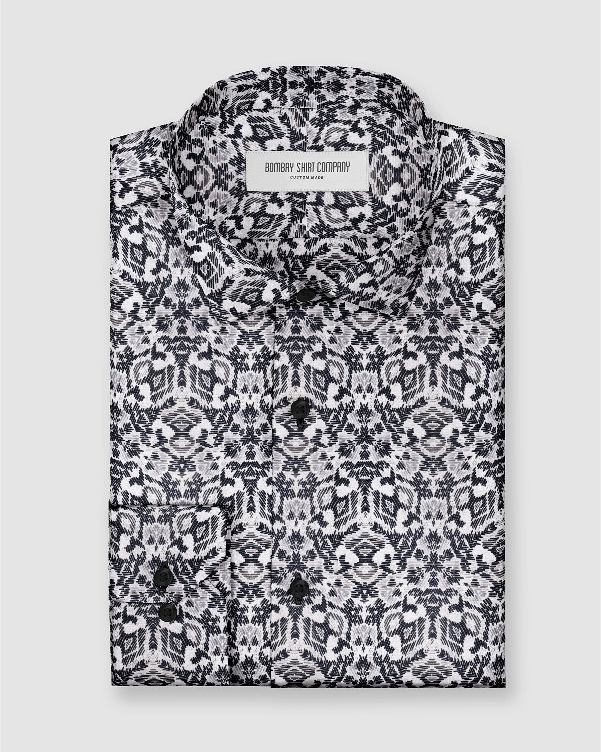 Sylva Cotton Silk Printed Shirt - Black & White