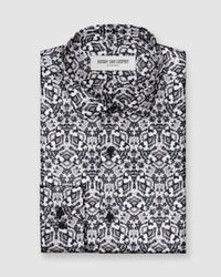 Sylva Cotton Silk Printed Shirt - Black & White