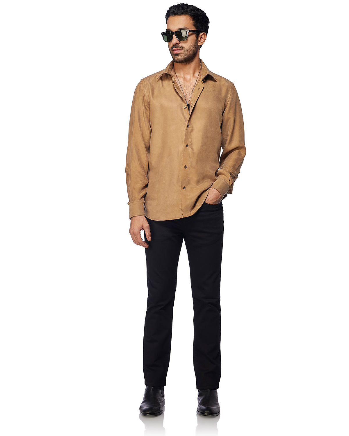 Cupro Twill Shirt - Brown